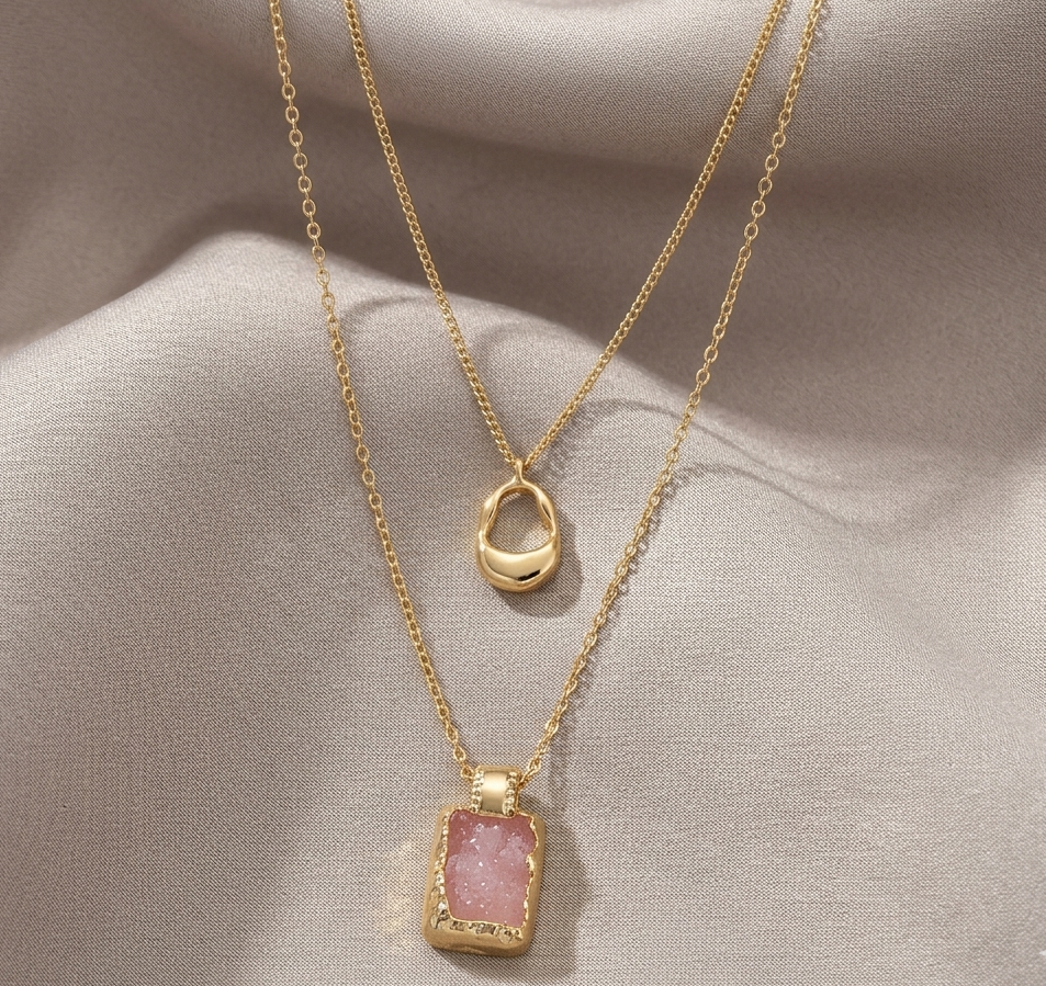 Rose Aura Layered Necklace